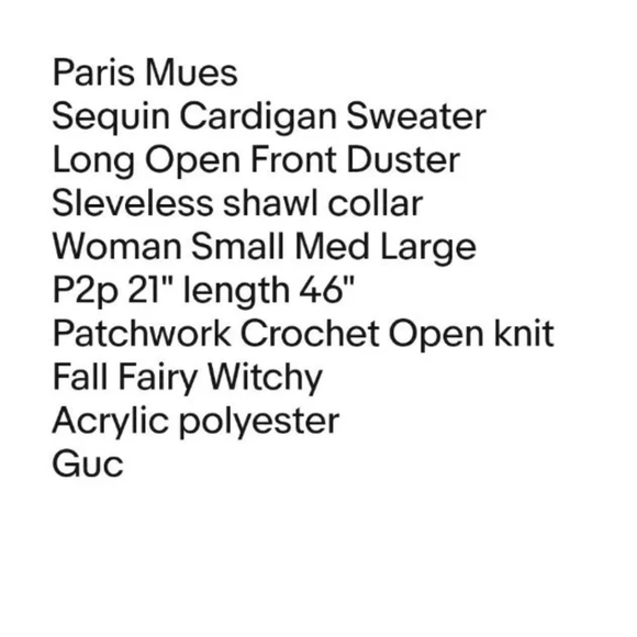 Paris Mues Sequin Cardigan Sweater Woman Med Patchwork Crochet Fairy Witchy Boho - Picture 8 of 9